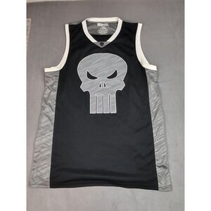 Marvel Punisher #74 Tank Top Jersey Mens XL  Black Grey Mesh Skull Logo